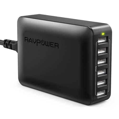 RAVPower 60W 12A 6-Port USB Desktop Charging Station with iSmart Technology Black (RP-PC028BK)